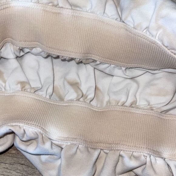 Lululemon Athletica Womens Cropped Long Sleeve Bubble Hem Hoodie Beige‎ Size 12 - Picture 8 of 11